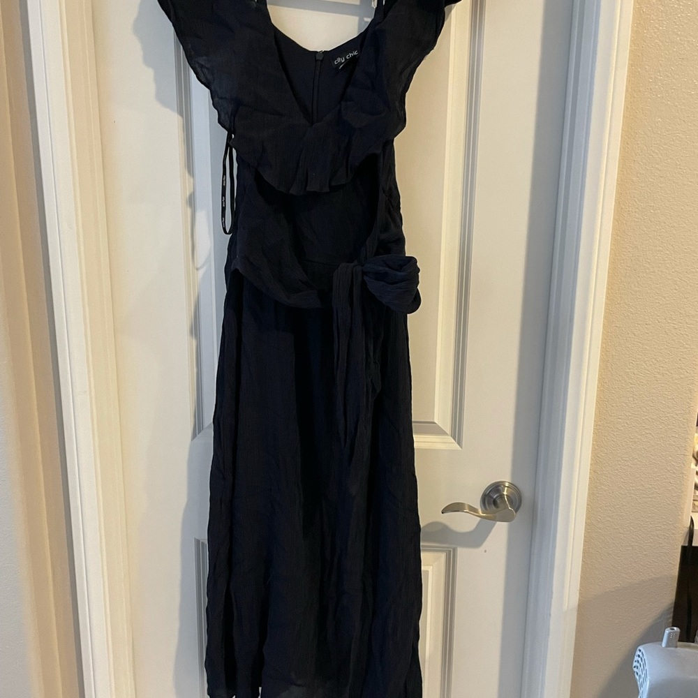 City Chic navy blue xxs off shoulder dress
